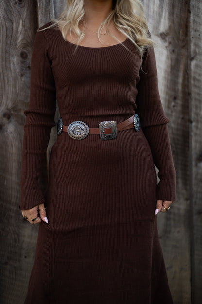 Brown/Silver Concho Belt