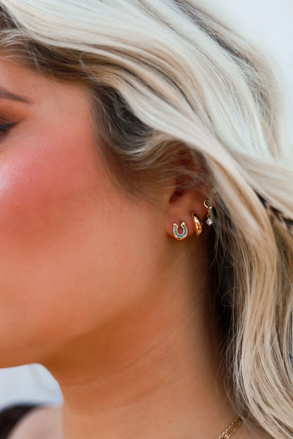 Turquoise Horse Shoe Stud Earrings