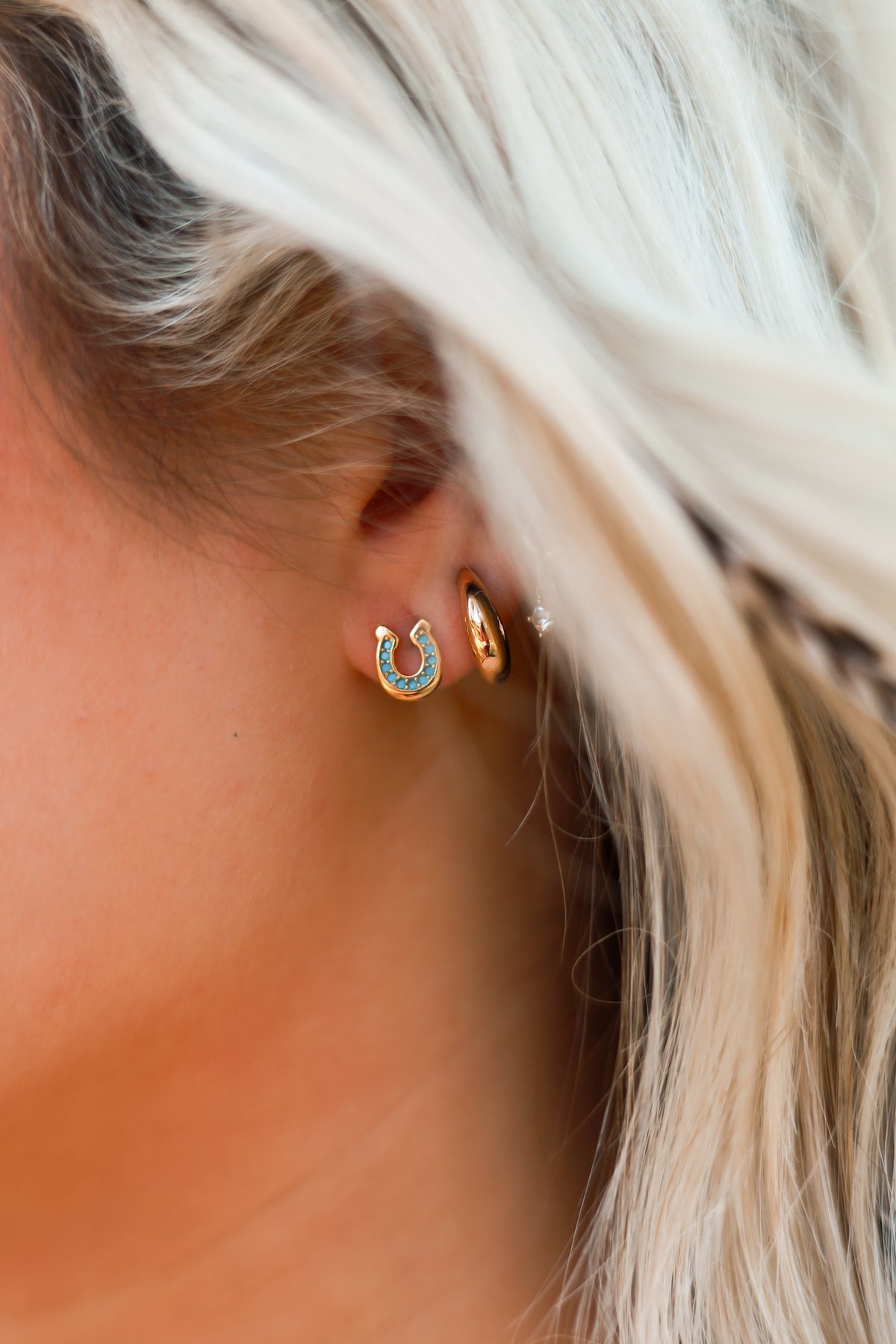 Turquoise Horse Shoe Stud Earrings