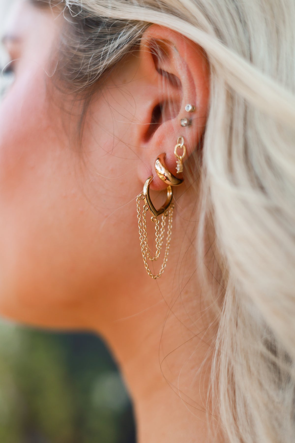 Fringe Huggie Earrings - Gold