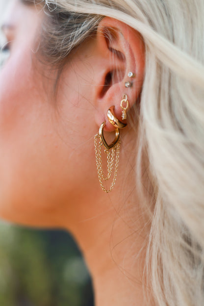 Fringe Huggie Earrings - Gold