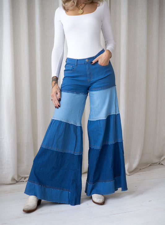 Free Spirit Colorblock Flares - Indigo