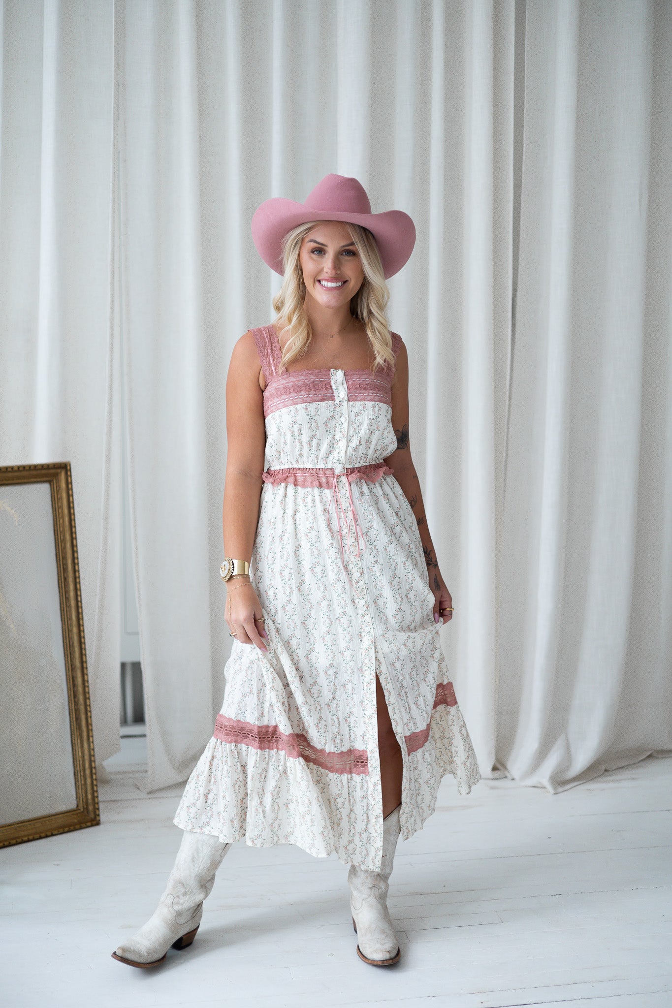 Country Lane Lace Trim Maxi Dress