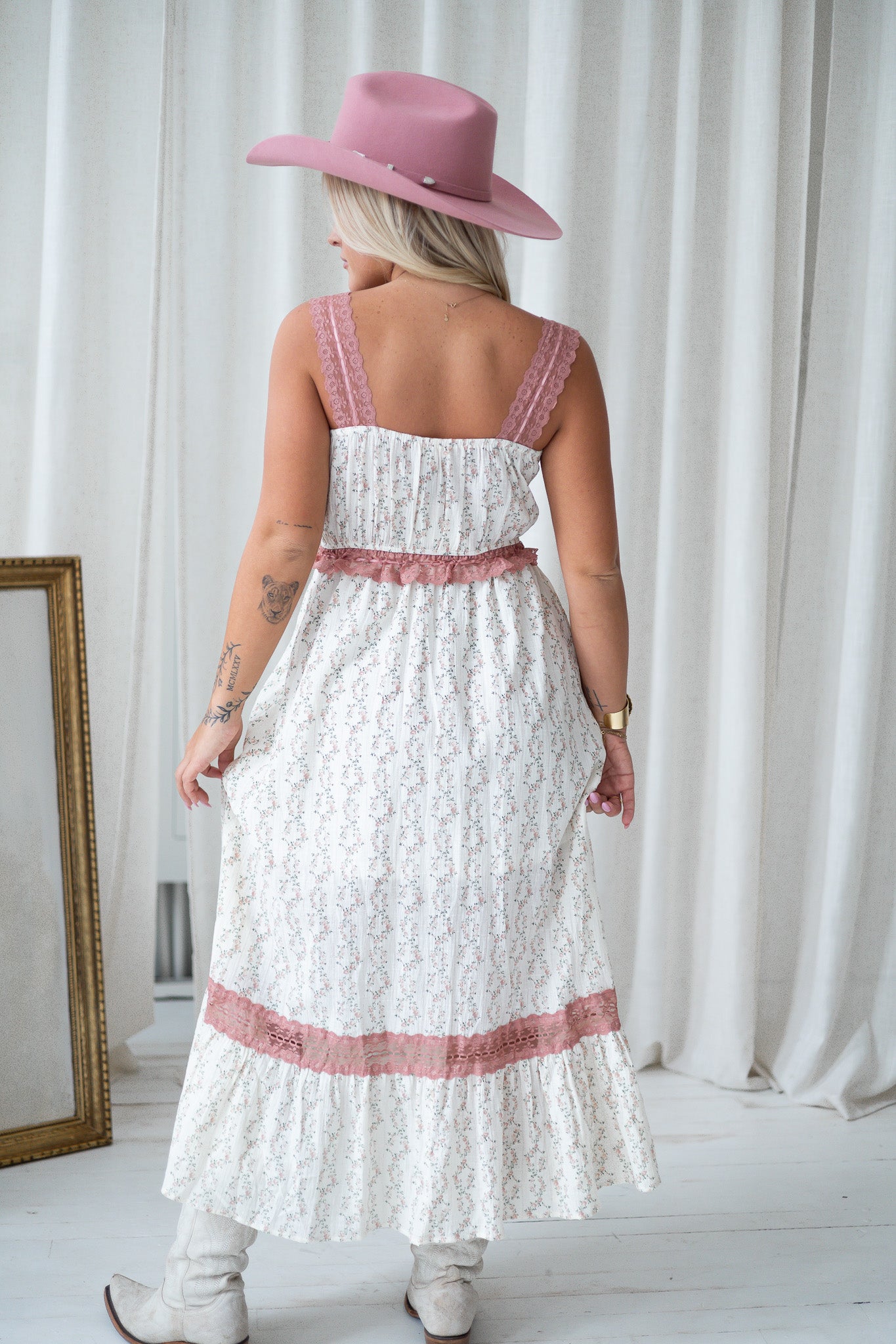 Country Lane Lace Trim Maxi Dress