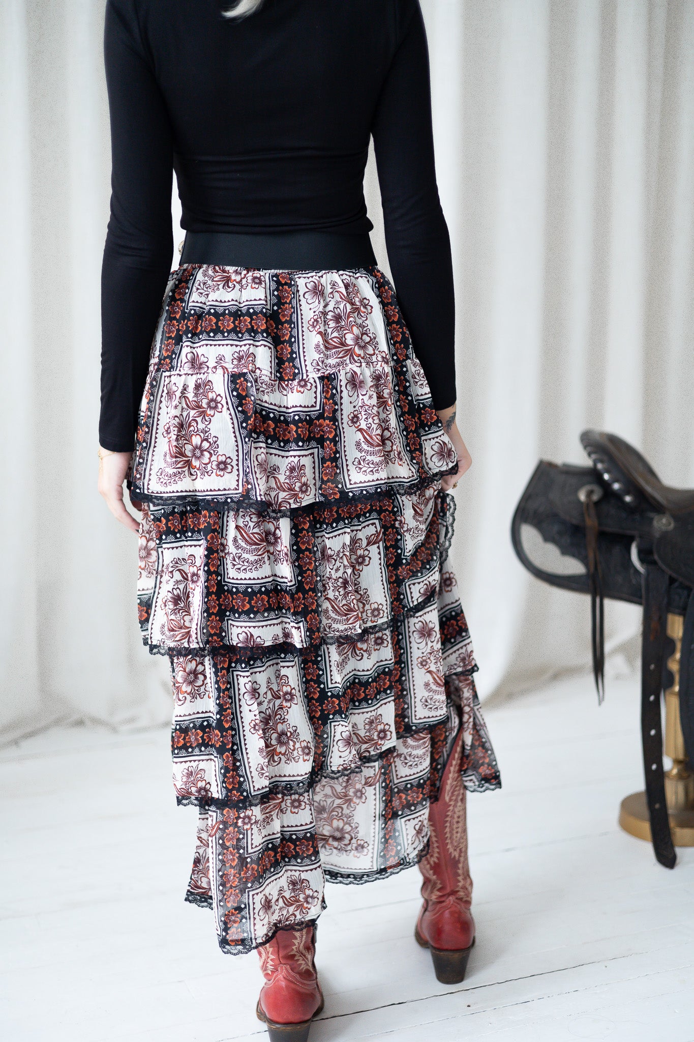 Rosewood Cottage Tiered Midi Skirt