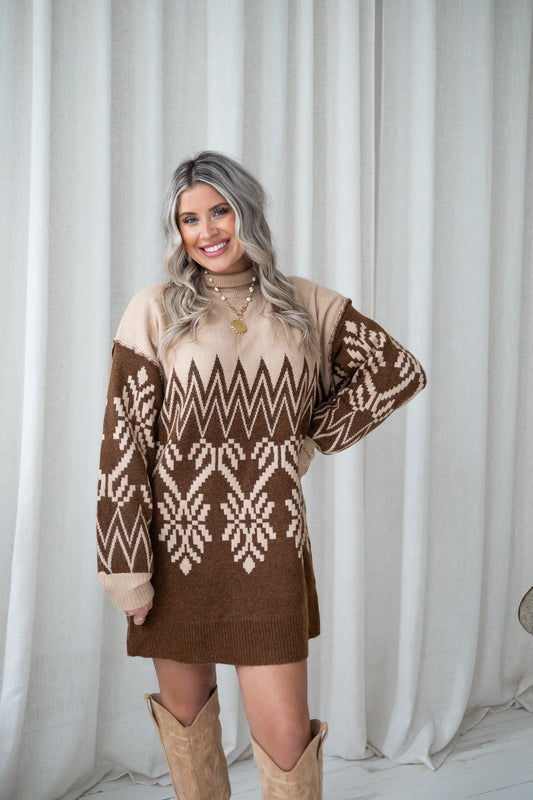 Denver Sweater Dress- Espresso