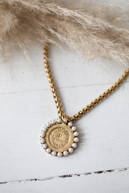 Vintage Coin Pearl Necklace