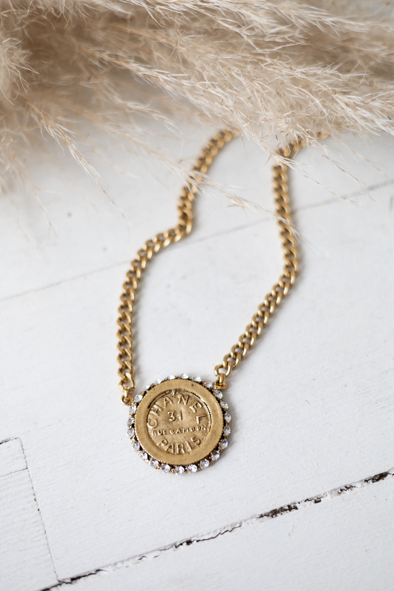 Vintage Coin Rhinestone Necklace