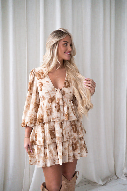 Rustic Rose Tiered Mini Dress