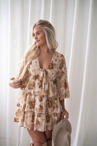 Rustic Rose Tiered Mini Dress