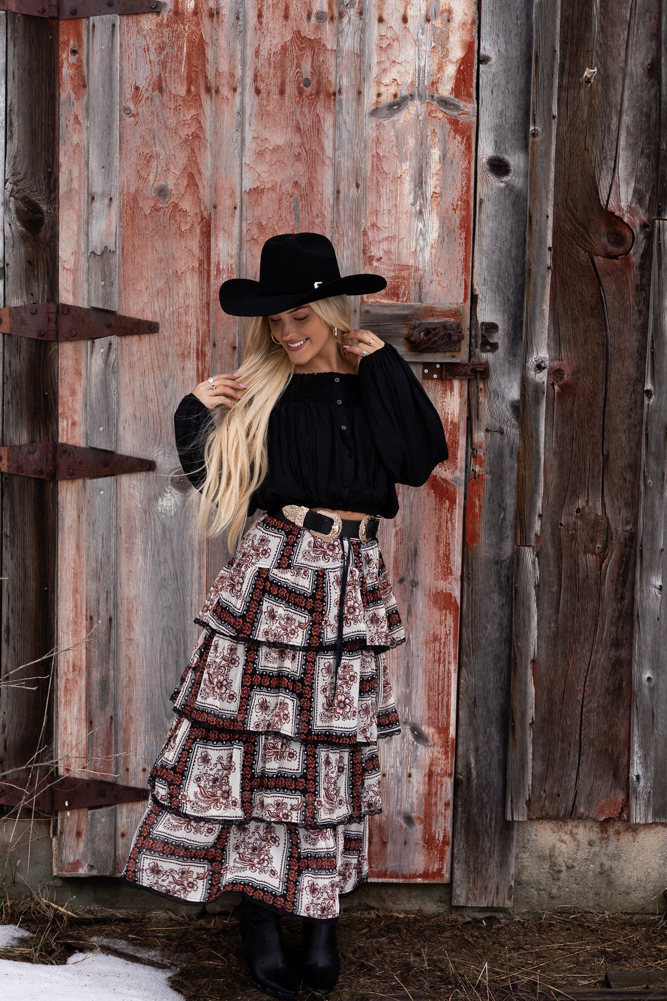 Rosewood Cottage Tiered Midi Skirt