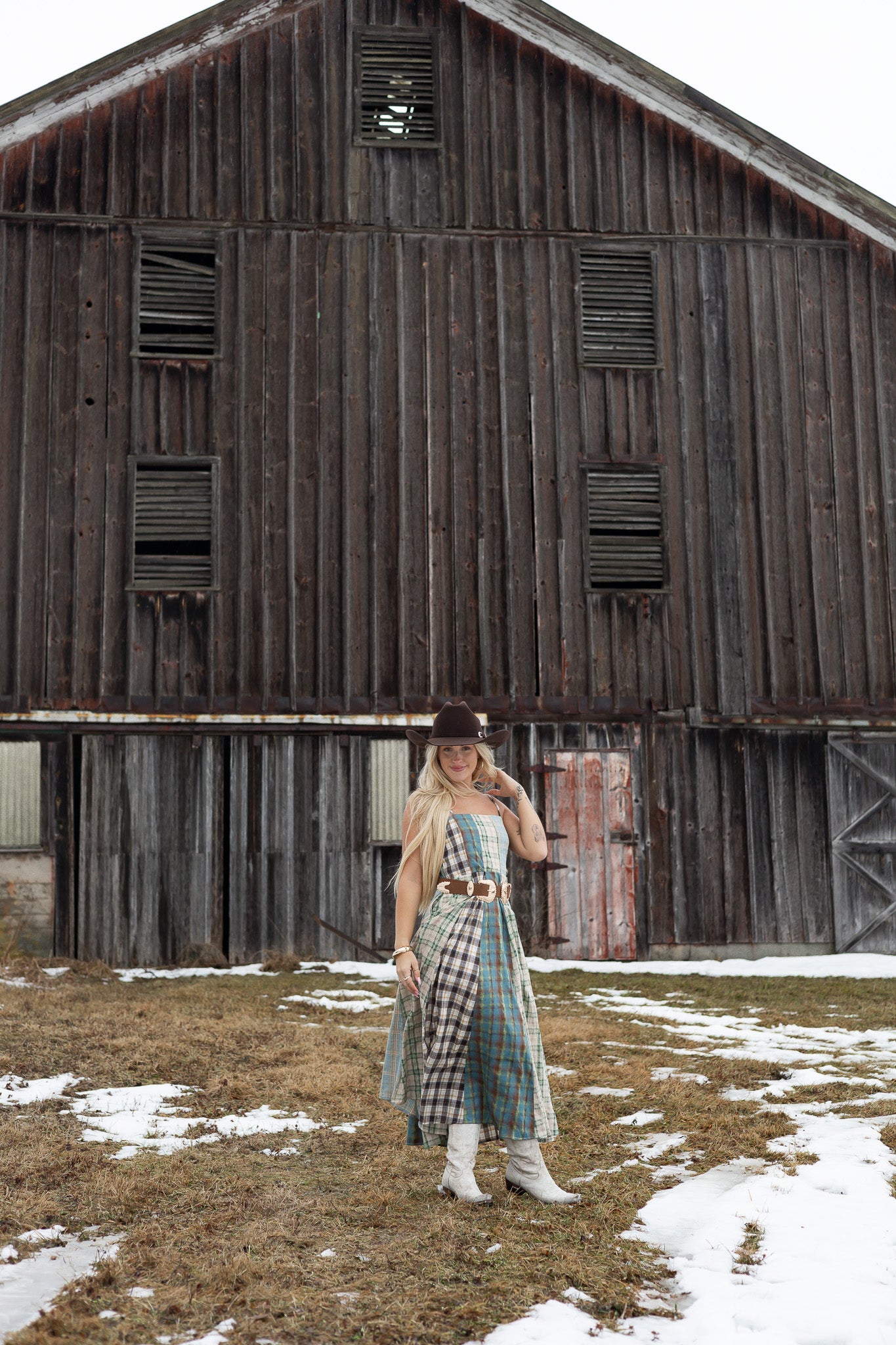 Sagebrush Plaid Maxi Dress