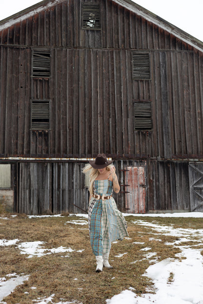 Sagebrush Plaid Maxi Dress