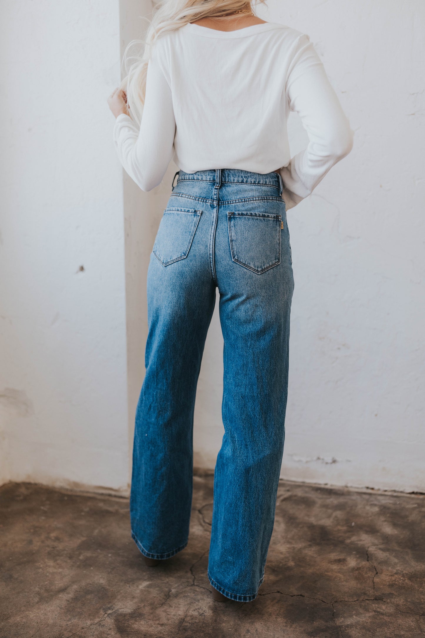 West Distressed Wide Leg Denim