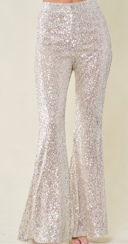 Champagne Sequin Flair Bottoms