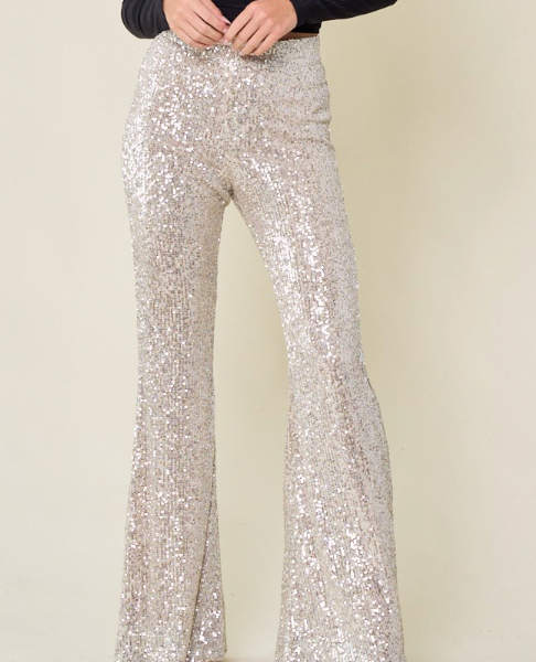 Champagne Sequin Flair Bottoms