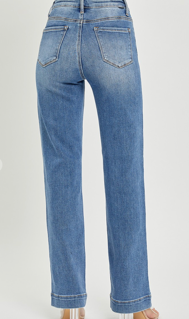 High Rise Straight Leg Denim - Medium