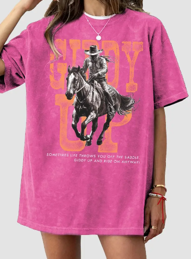 Giddy Up Oversized Graphic T-Shirt