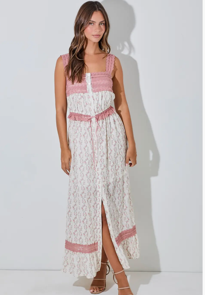 Country Lane Lace Trim Maxi Dress