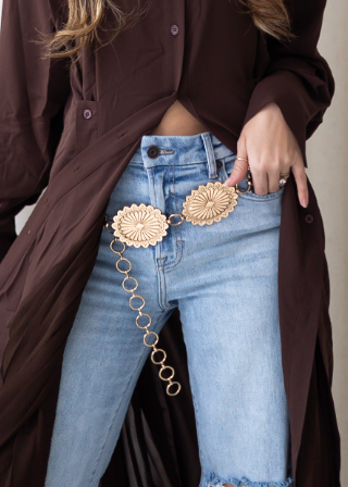 Oval Haze Concho Belt - Gold