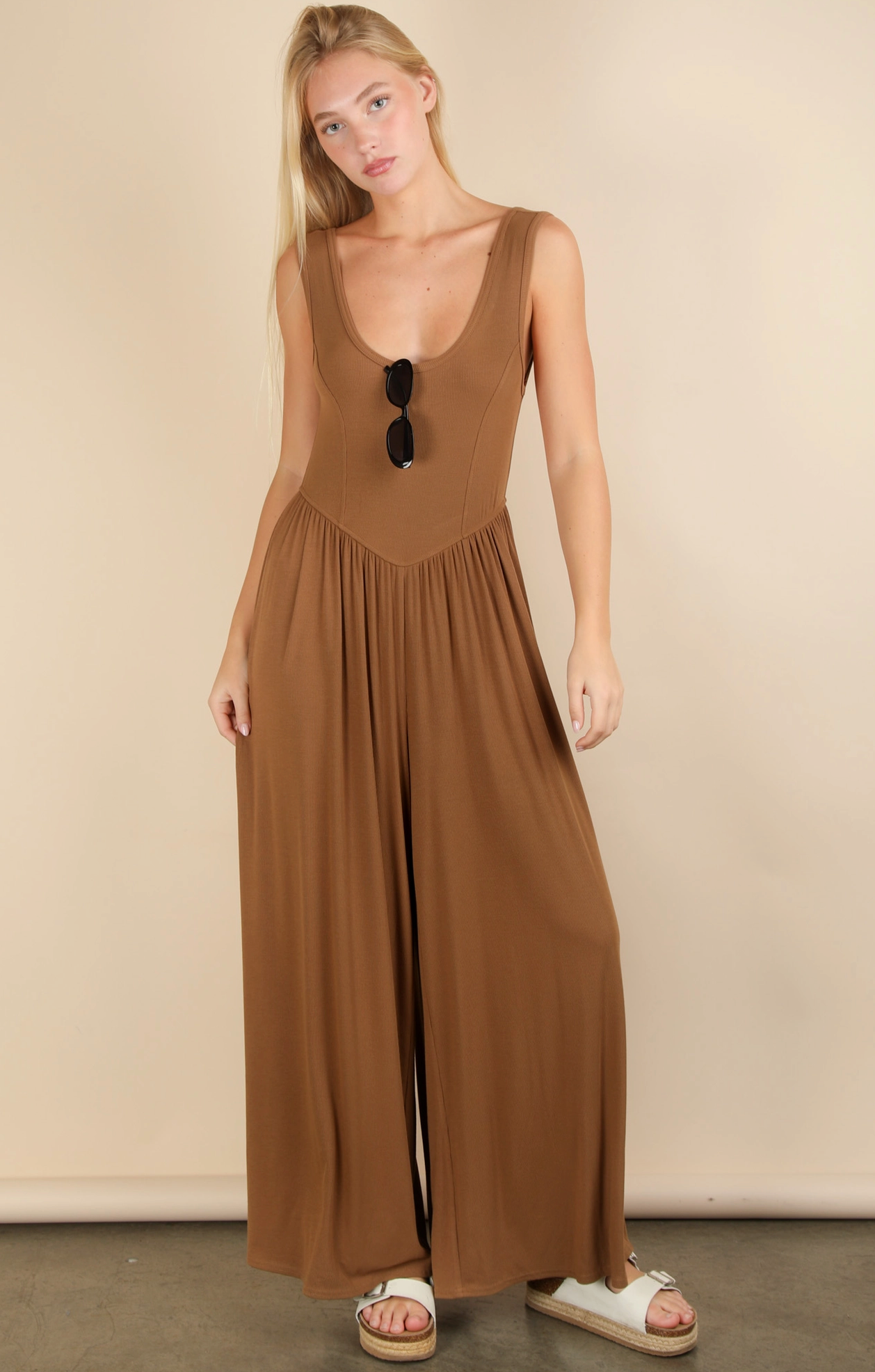 Chestnut Wide Leg Jumpsuit