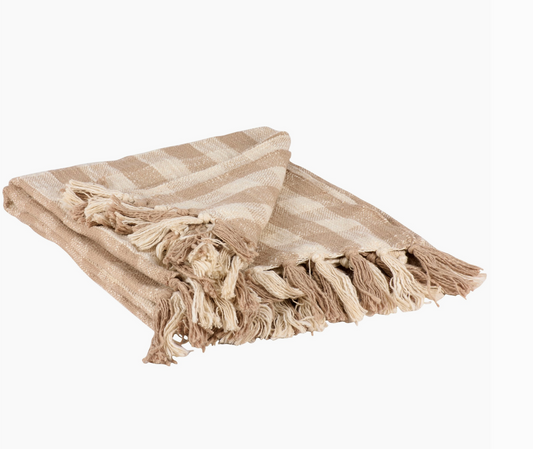 Tan Plaid Throw