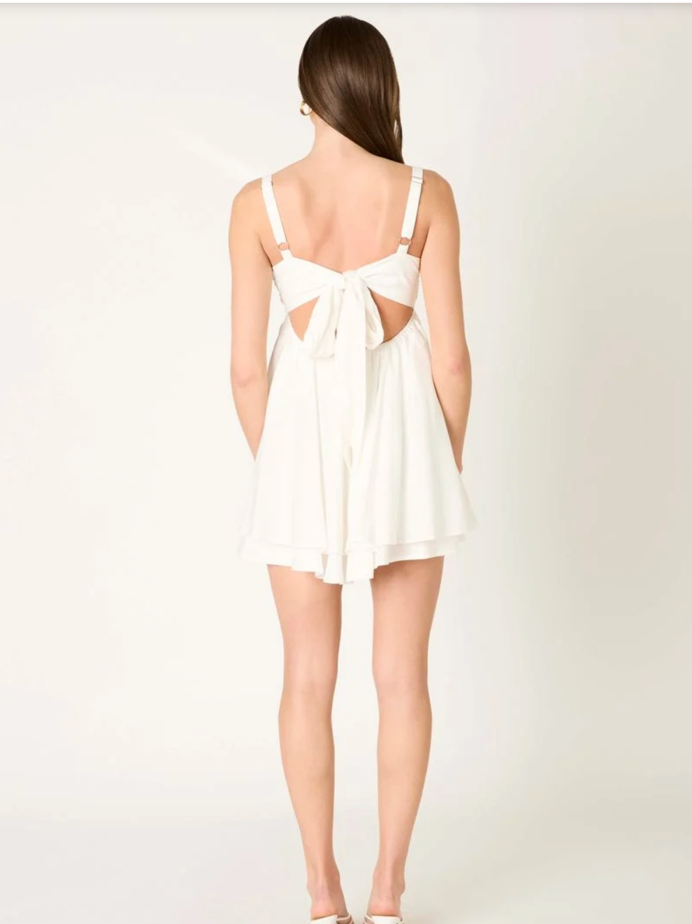 White Pearl Flowy Mini Dress