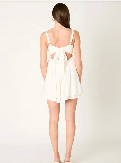 White Pearl Flowy Mini Dress