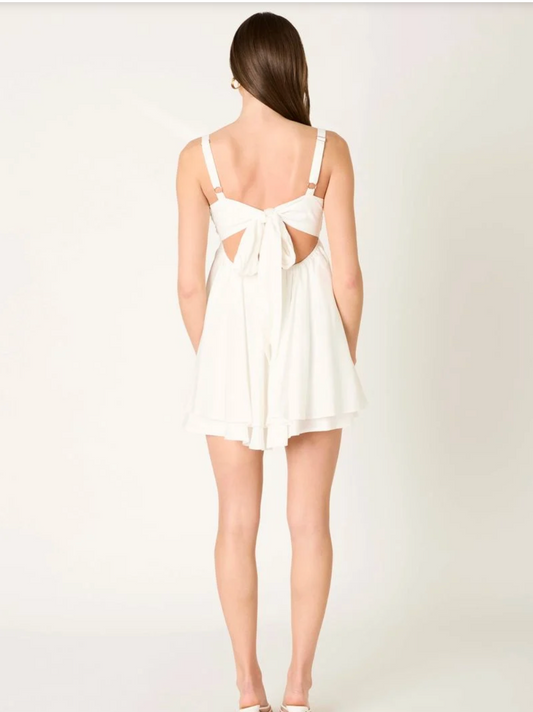 White Pearl Flowy Mini Dress