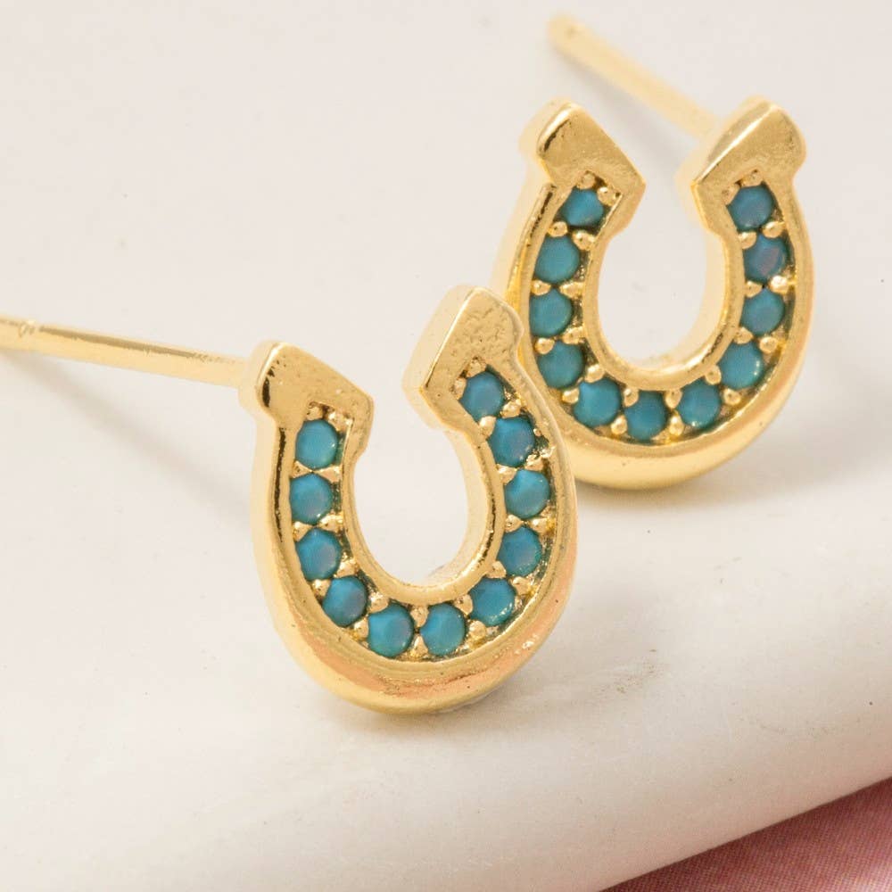 Turquoise Horse Shoe Stud Earrings