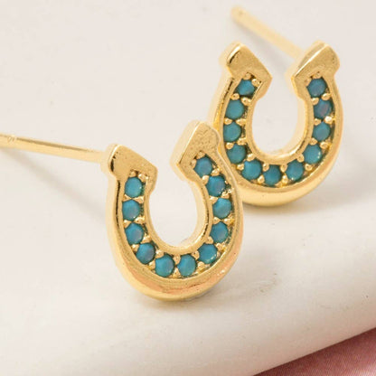 Turquoise Horse Shoe Stud Earrings
