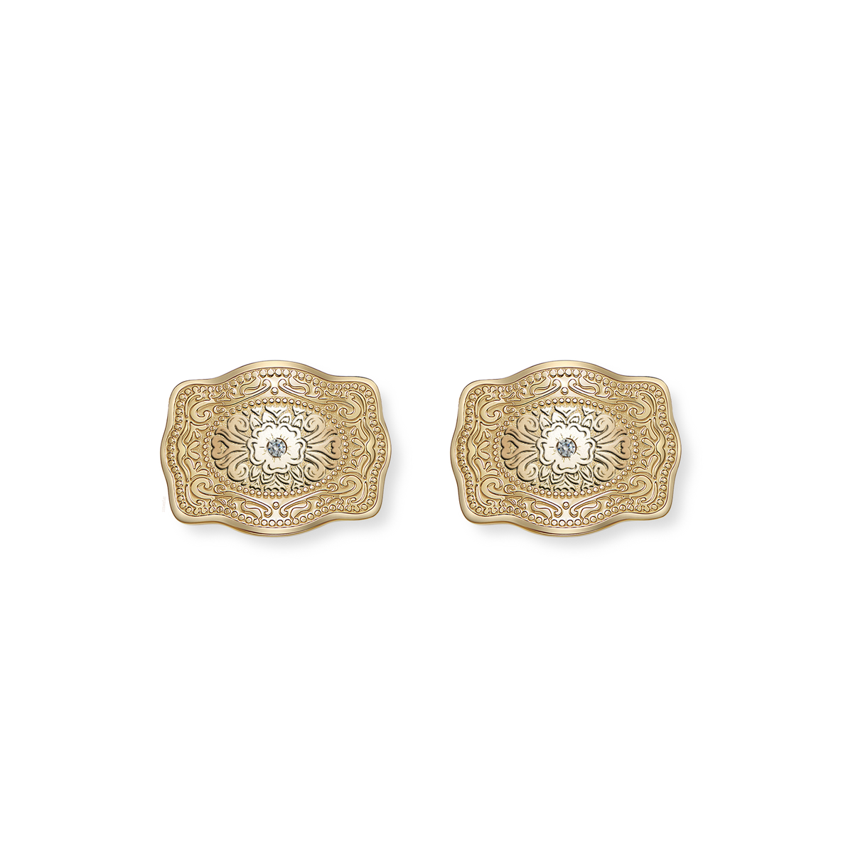 Amelia Rose Belt Buckle Earrings - Gold