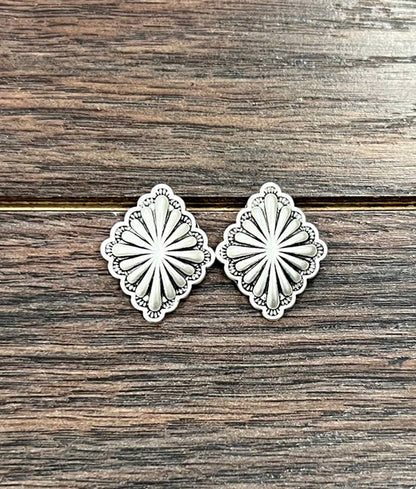 Silver Concho Stud Earrings