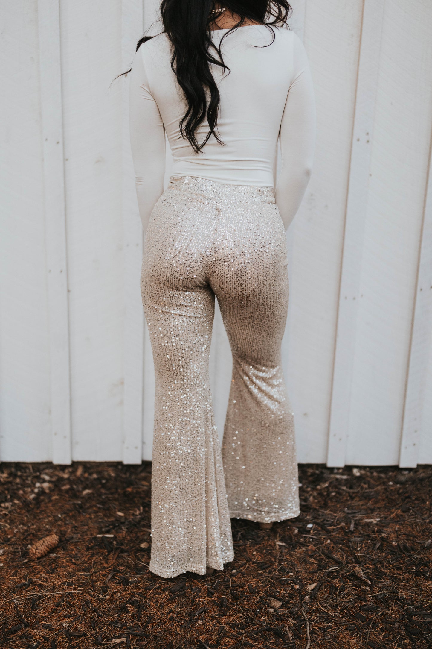 Champagne Sequin Flair Bottoms