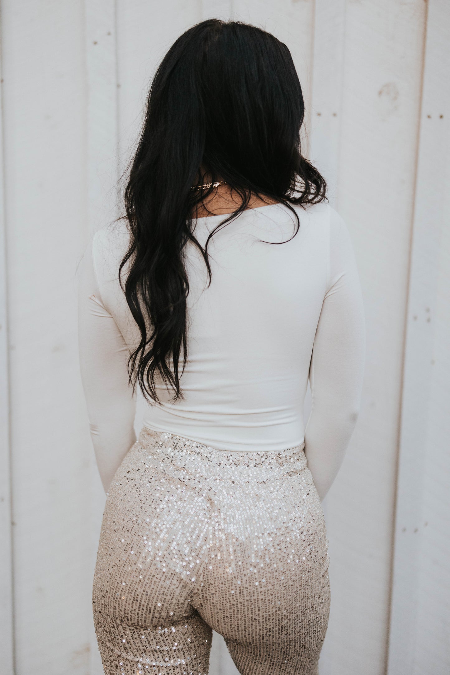 Champagne Sequin Flair Bottoms