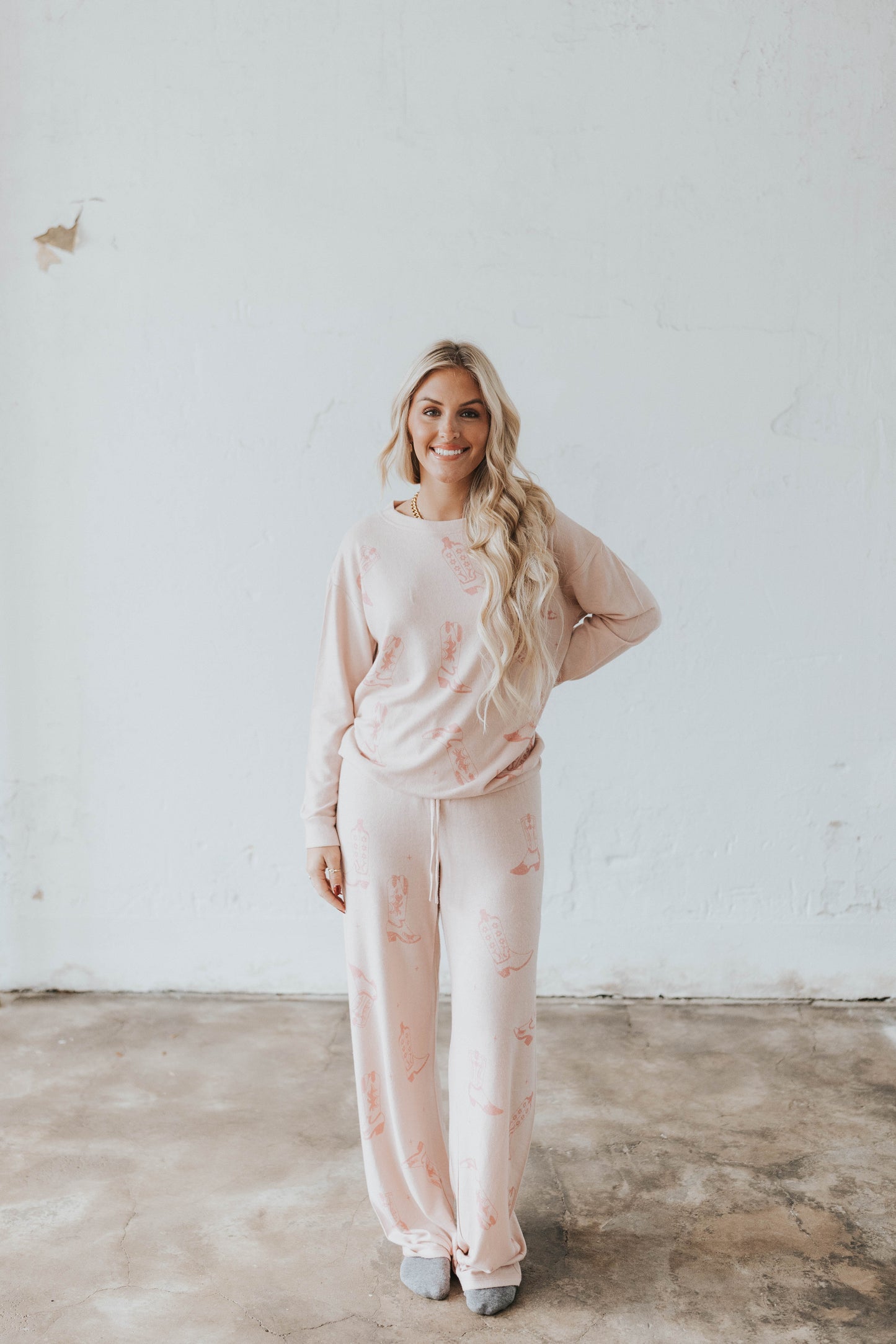 Pink Cowgirl Boot Pajama Set