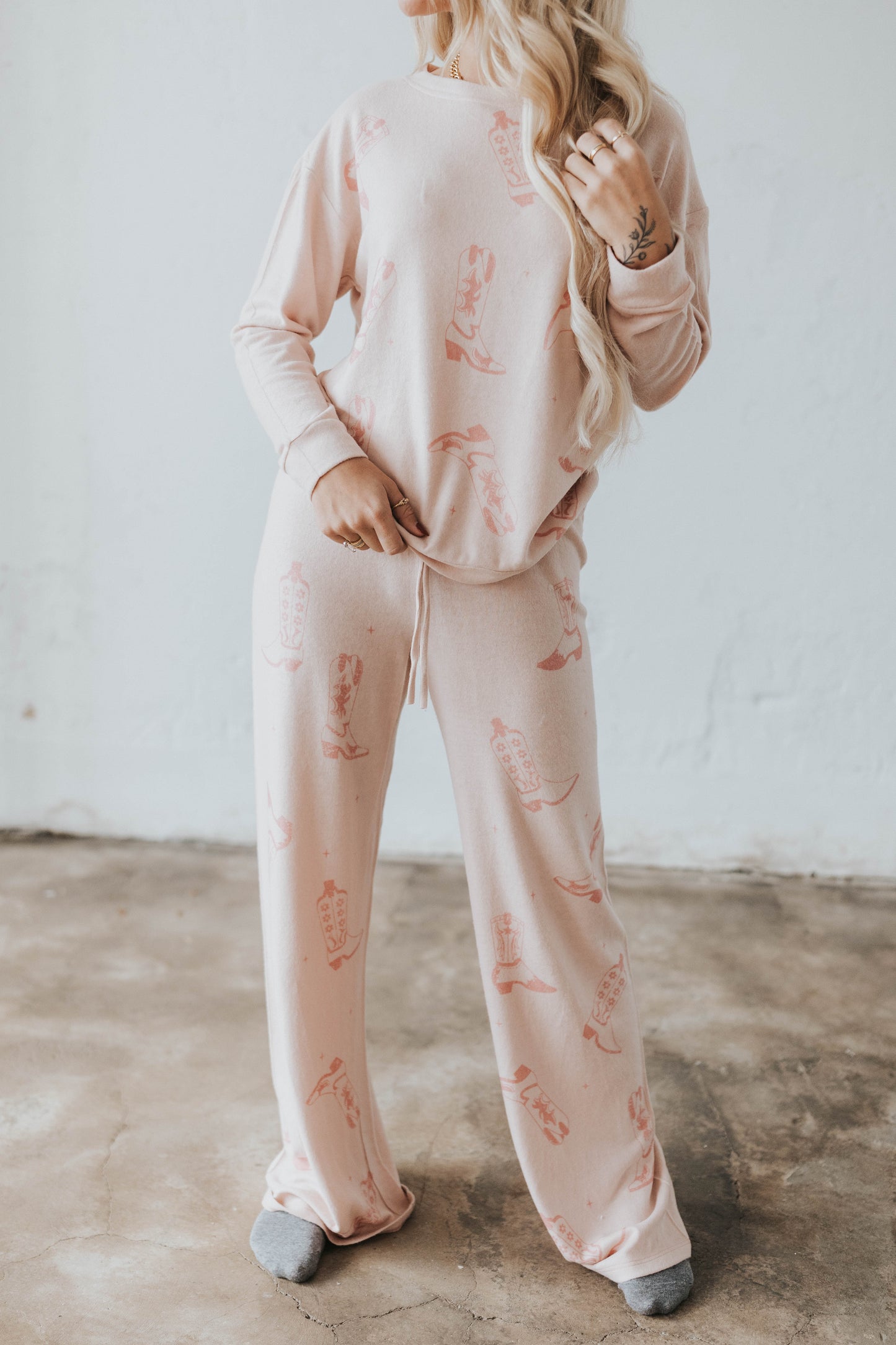 Pink Cowgirl Boot Pajama Set