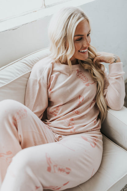 Pink Cowgirl Boot Pajama Set