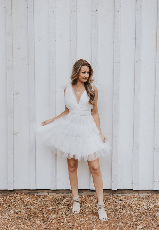 Forever Pearl Tulle Mini Dress