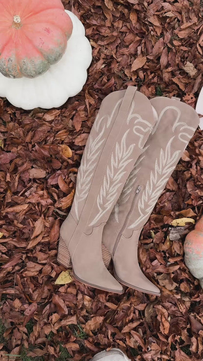 Lola Western Boots - Dark Taupe